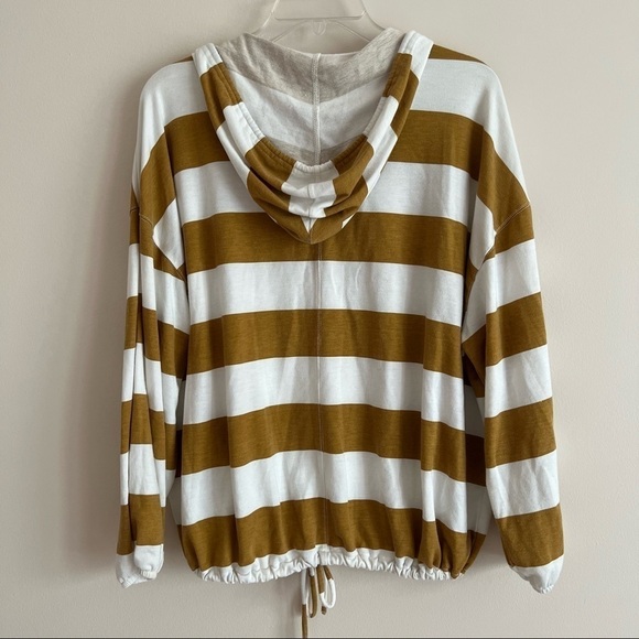 Aerie Womens Gold White Striped
Oversized Baggy Lounge Pullover Hoodie - Picture 2 of 8
